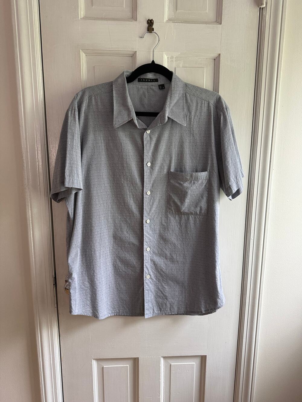 Theory Men’s Short Sleeve Button Down Shirt Size XL Gray